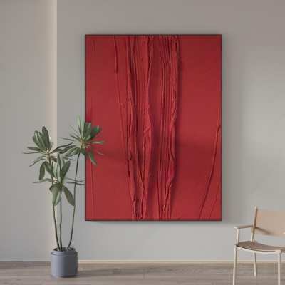 现代红色肌理挂画3D模型下载